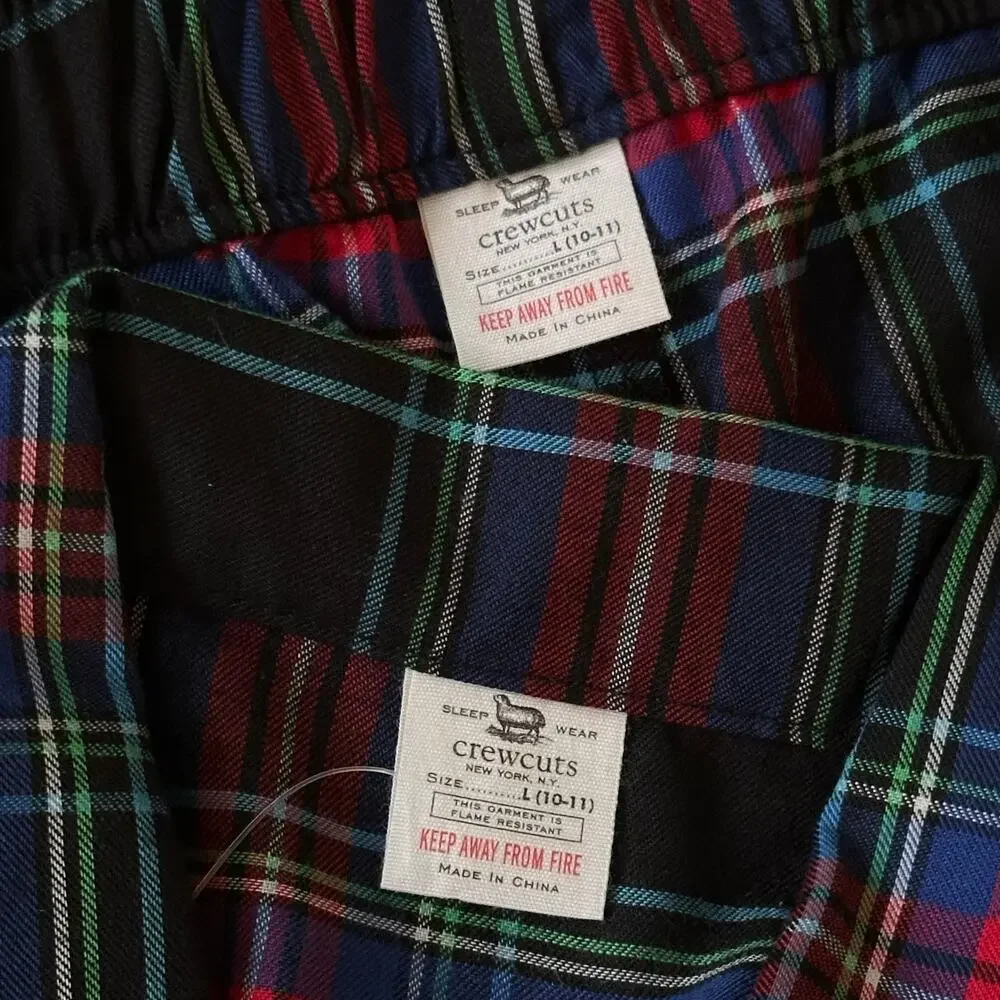 J.Crew Crewcuts Flannel Sleep Set in Black Stewart Tartan pattern Sz L (10-11)